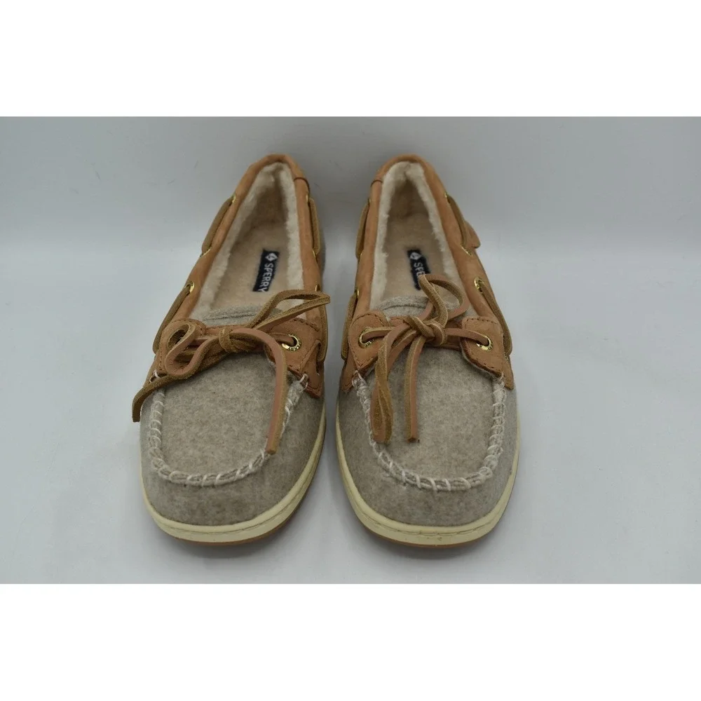 Sperry Women 9.5 Angelfish Grey Slip On Faux Fur Lined Boat Shoe Coquette Preppy